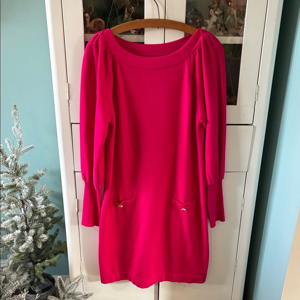 Vince Camino sz S Vibrant Pink Long Sleeve Sweater Dress euc